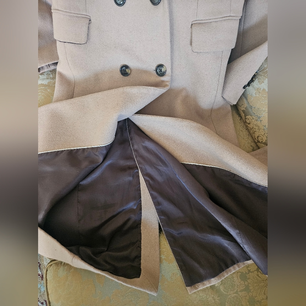 Mango Beige Double-Breasted 51% Wool Coat - Picture 13 of 16